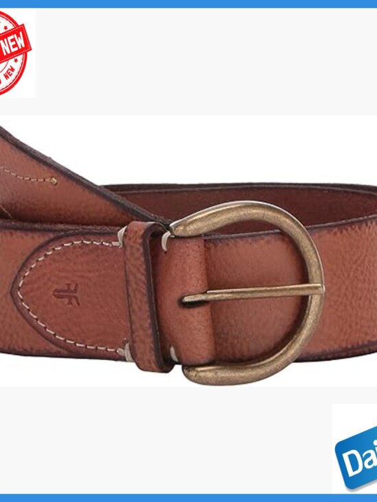 Large Leather Belt with Antique Brass Buckle, 40mm Width